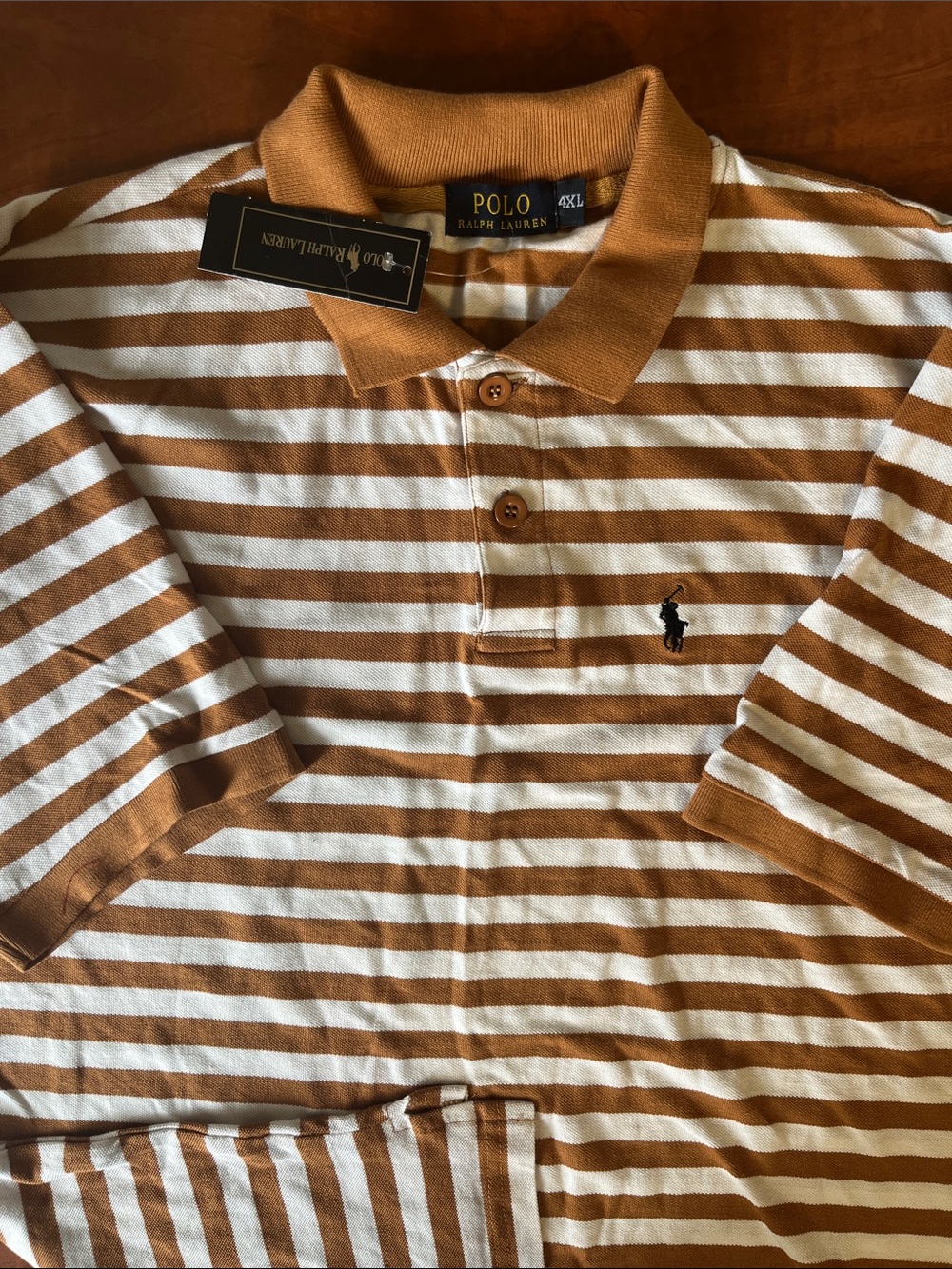 Polo by Ralph Lauren Brown and White Striped Men’s Polo